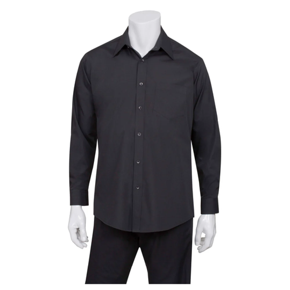 Chef Works D150BLK2XL 2XL Men's Dress Shirt Long Sleeve Adjustable Cuffs Black Poly Cotton Chef Works D150BLK2XL 2XL Men's Dress Shirt Long Sleeve Adjustable Cuffs Black Poly Cotton