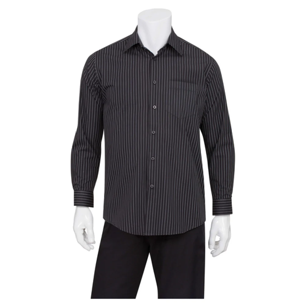 Chef Works D300CDA2XL Men's Onyx Dress Shirt 2XL Long Sleeve Adjustable Cuffs Chef Works D300CDA2XL Men's Onyx Dress Shirt 2XL Long Sleeve Adjustable Cuffs