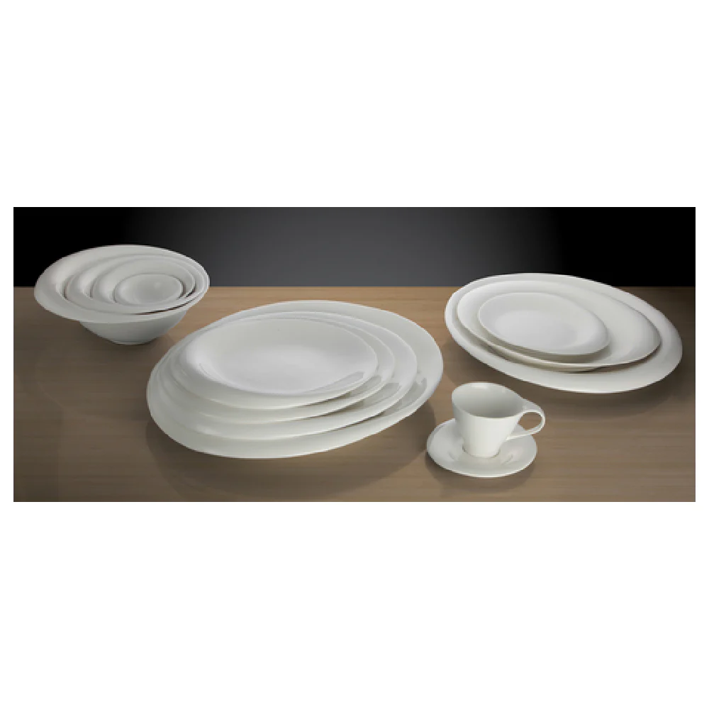 Winco WDP004-203 12 Inch Oval Plate Dishwasher Safe Porcelain Ocea Creamy White Winco WDP004-203 12 Inch Oval Plate Dishwasher Safe Porcelain Ocea Creamy White