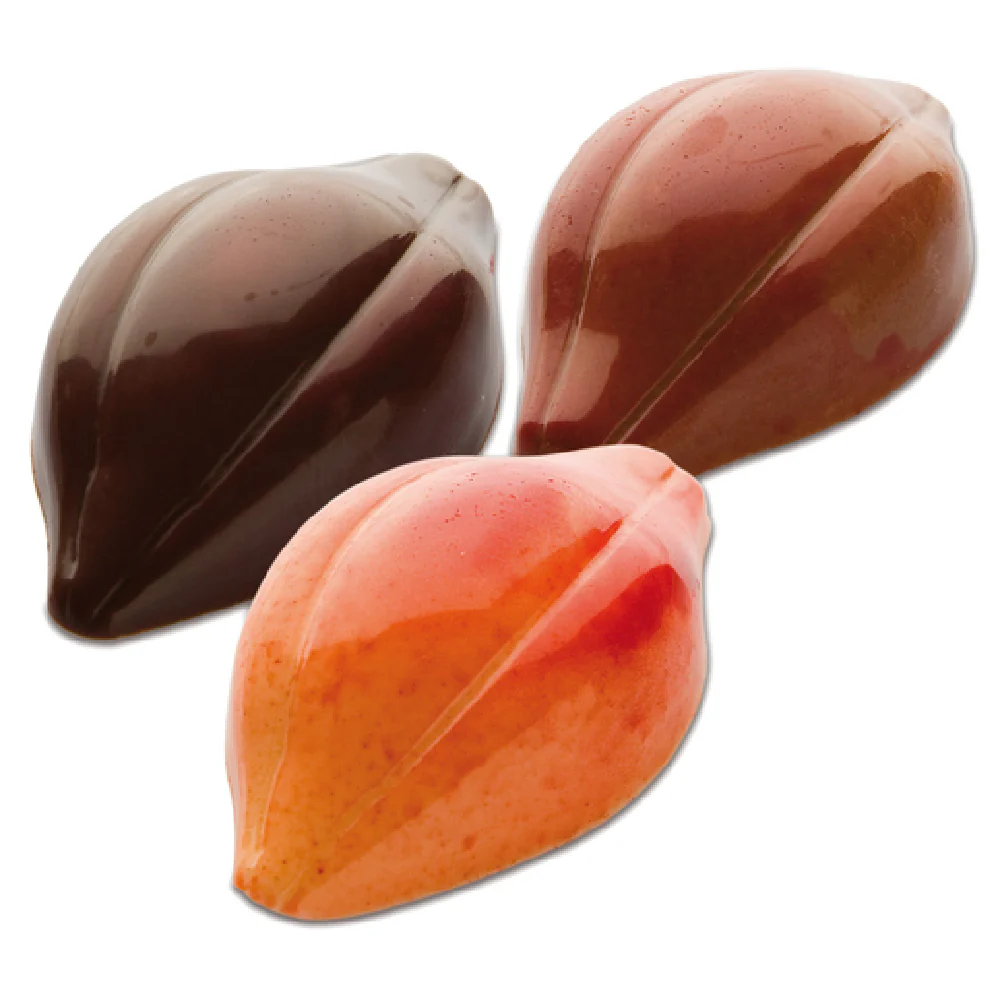JB Prince K744 1-7/8 Inch Cocoa Pod Chocolate Mold Polycarbonate 24 Forms