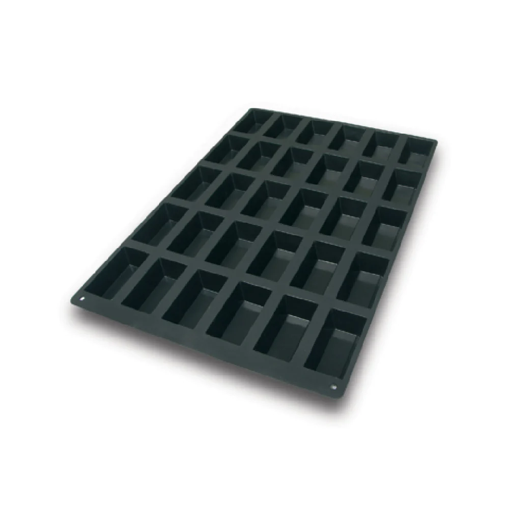 Louis Tellier SQ006 24 Inch Flexible Pastry Mold Makes 30 Mini Cakes to Bake in Oven