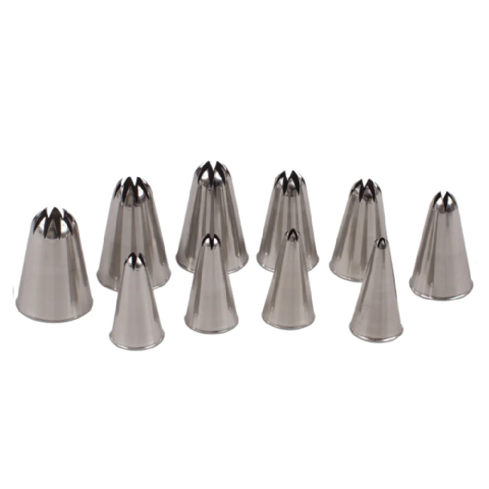 JB Prince B613 S Stainless Steel Pastry Tube Tips Sizes 0 to 9 Closed Star