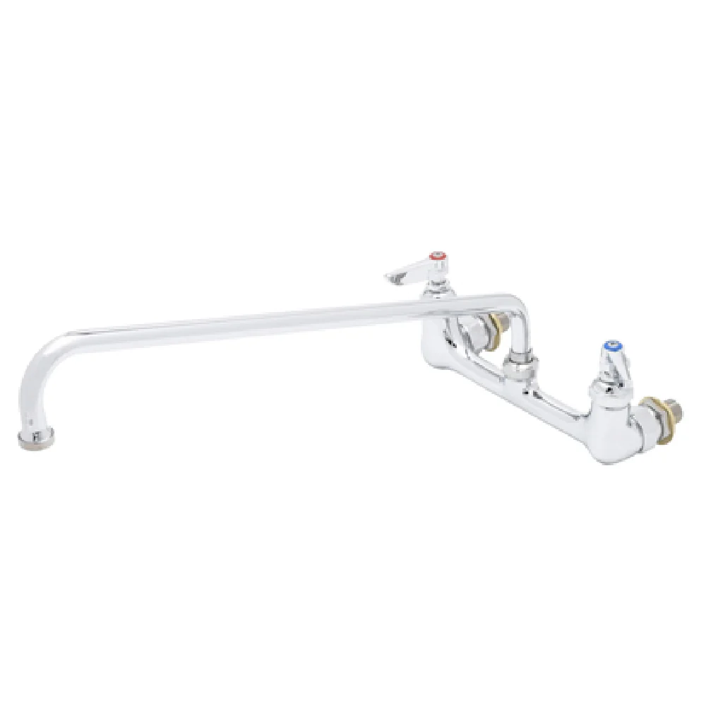 T&S Brass B-0230-CC-CR Pantry Mixing Faucet Wall Mount Double Joint Spout with Lever Handles