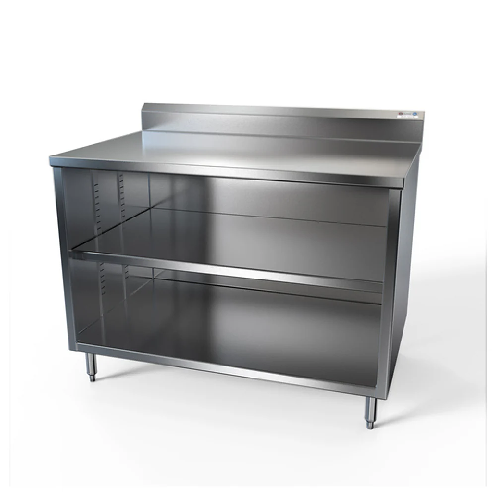 NBR Equipment TCB-7224R5 72 Inch Open Front Cabinet Base Work Table with Adjustable Shelf