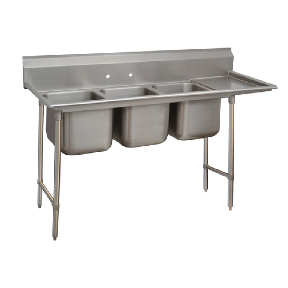 Advance Tabco 9-23-60-36R 108 Inch Stainless Steel Regaline Sink with Right-hand Drainboard Advance Tabco 9-23-60-36R 108 Inch Stainless Steel Regaline Sink with Right-hand Drainboard