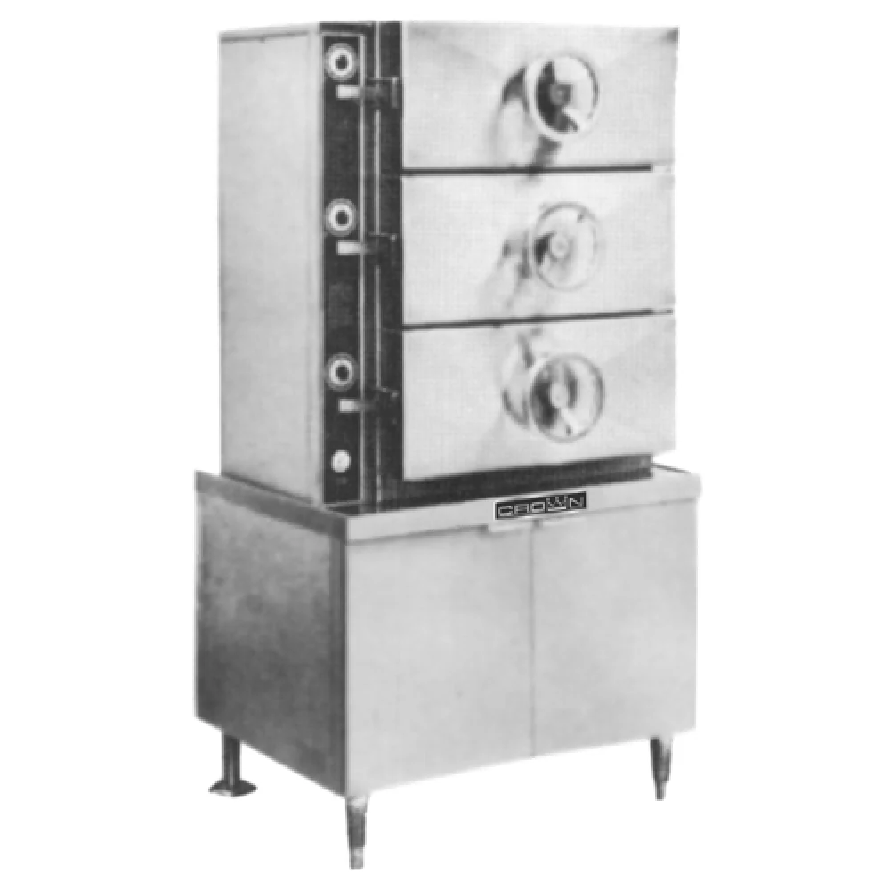 Crown Steam EC-3_208/60/3 36 Inch Electric Heated Boiler Pressure Steamer with 3 Compartments Crown Steam EC-3_208/60/3 36 Inch Electric Heated Boiler Pressure Steamer with 3 Compartments