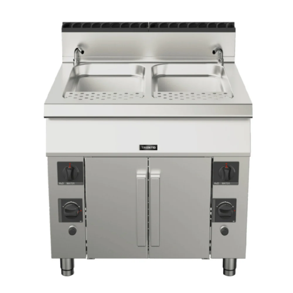Omcan 49100 35 Inch Gas Pasta Cooker with Two 11.89 Gallon Tanks 156000 BTU Omcan 49100 35 Inch Gas Pasta Cooker with Two 11.89 Gallon Tanks 156000 BTU