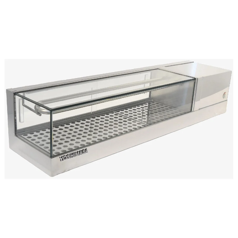 Yoshimasa GARASU 7R Refrigerated Self-Contained Sushi Display Case Flat Glass Top