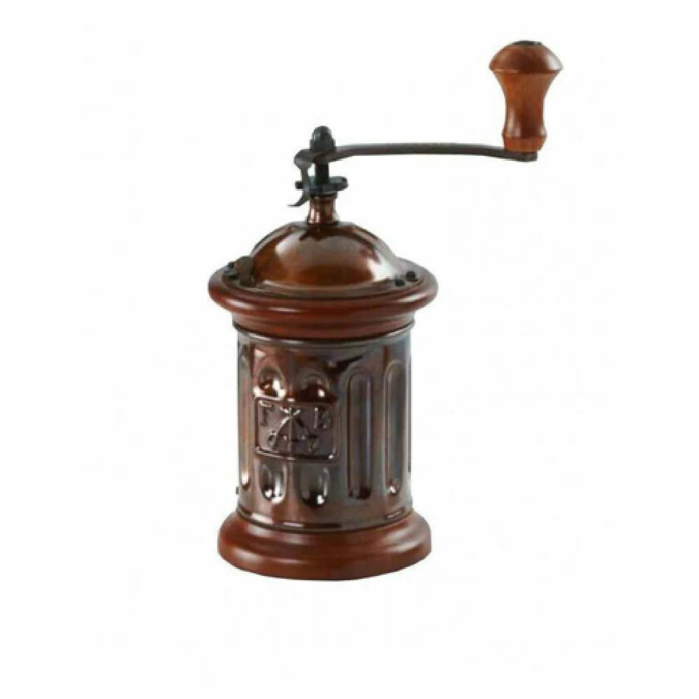 Omcan 43679 5.7 Inch Manual Coffee Grinder with Hand Crank Beech Wood and Steel