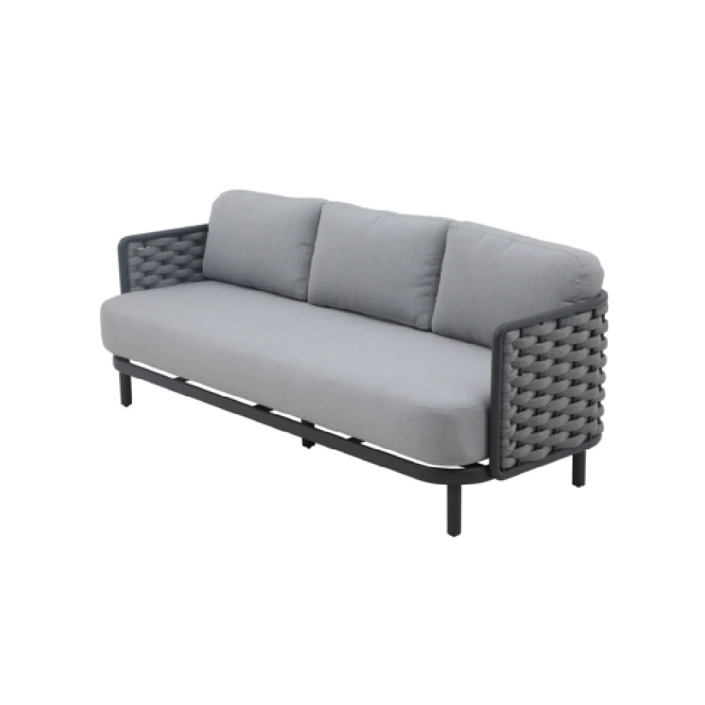Plantation Prestige Commercial Furniture 8830222-015402 Sofa 1 Inch Woven Cording Light Grey Gunmetal Finish