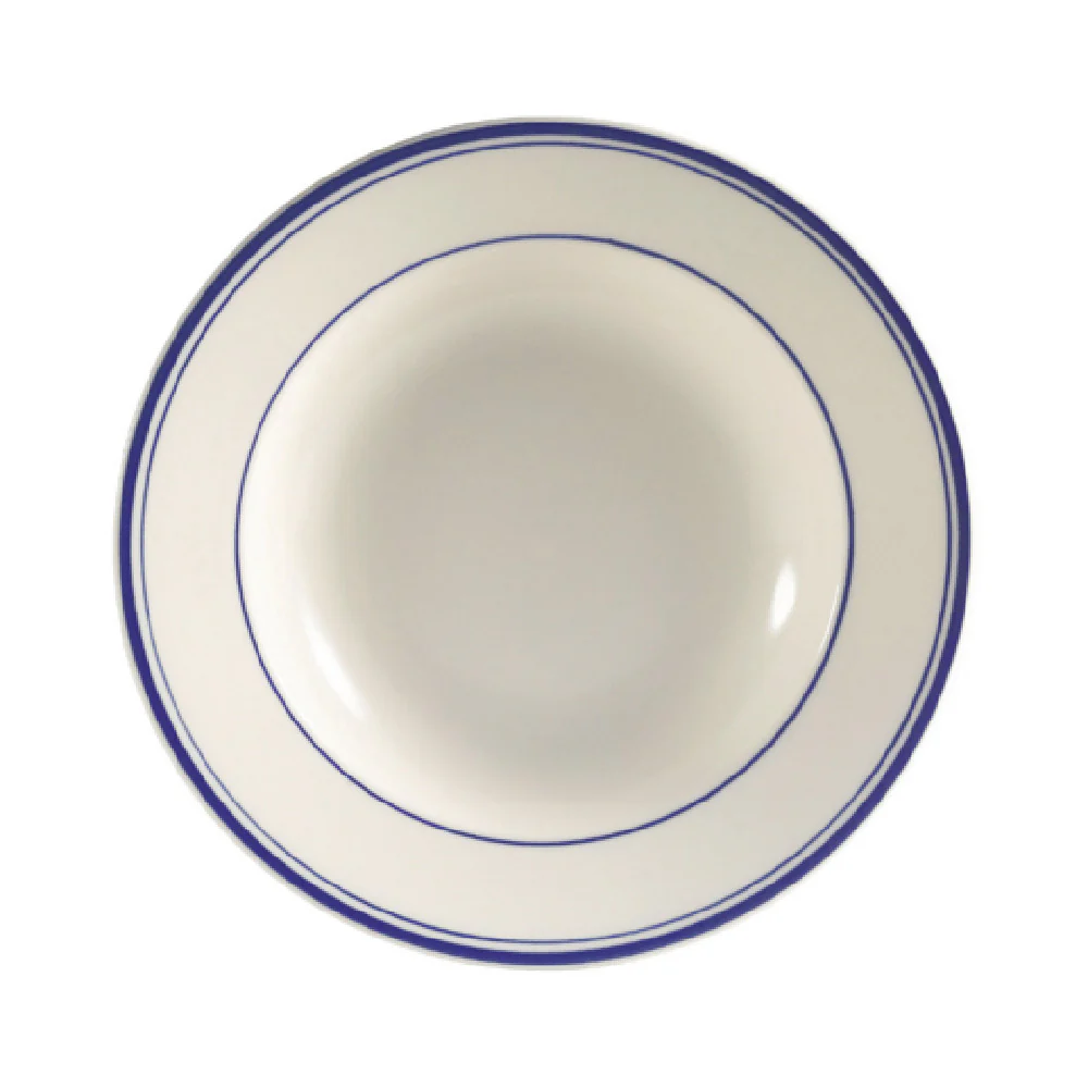 CAC China BLU-125 30 Oz Blue Line Pasta Bowl 12-3/4 Inch Ceramic
