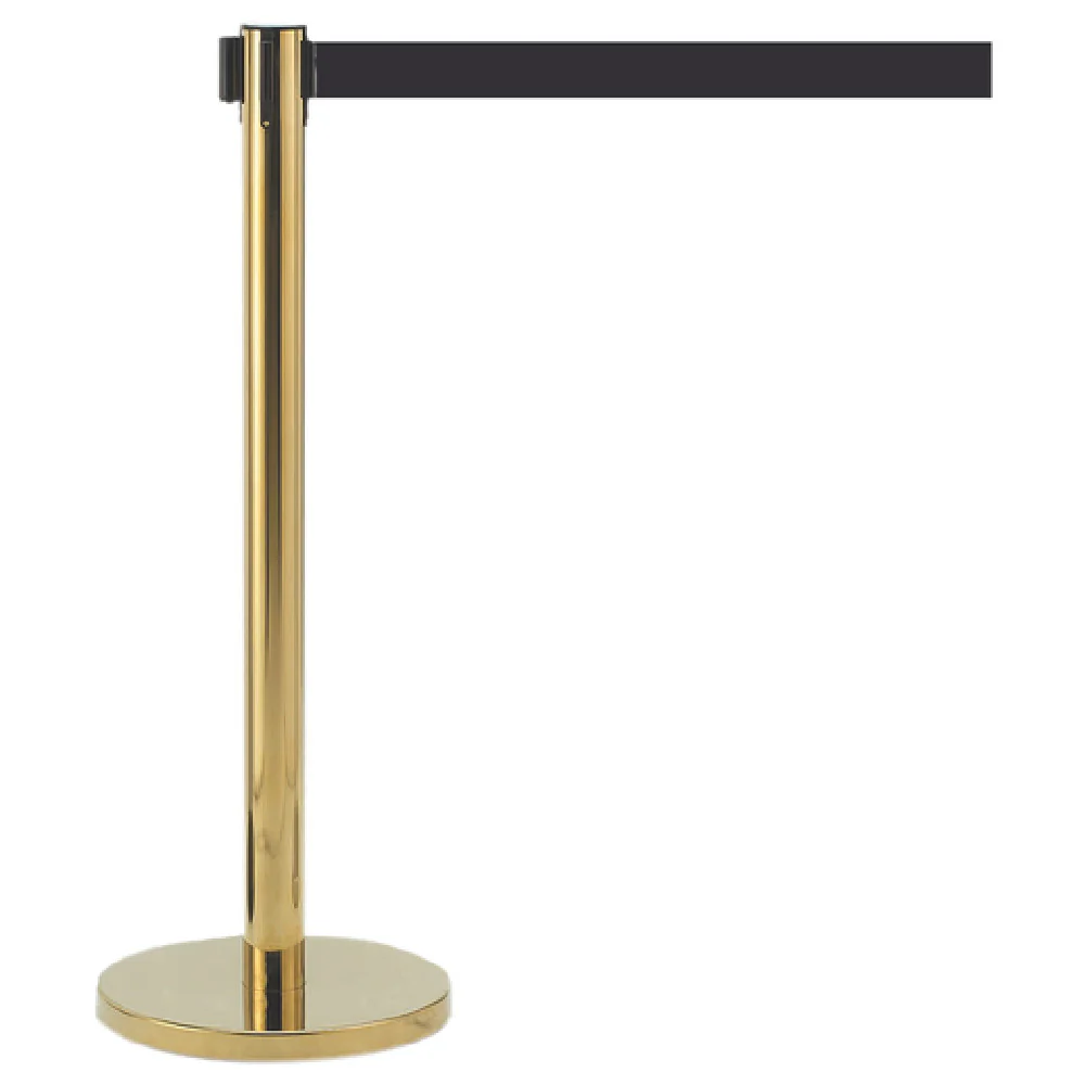 Aarco HB-10BK 10 Ft Retractable Belt Crowd Control Stanchion Brass Finish Aarco HB-10BK 10 Ft Retractable Belt Crowd Control Stanchion Brass Finish