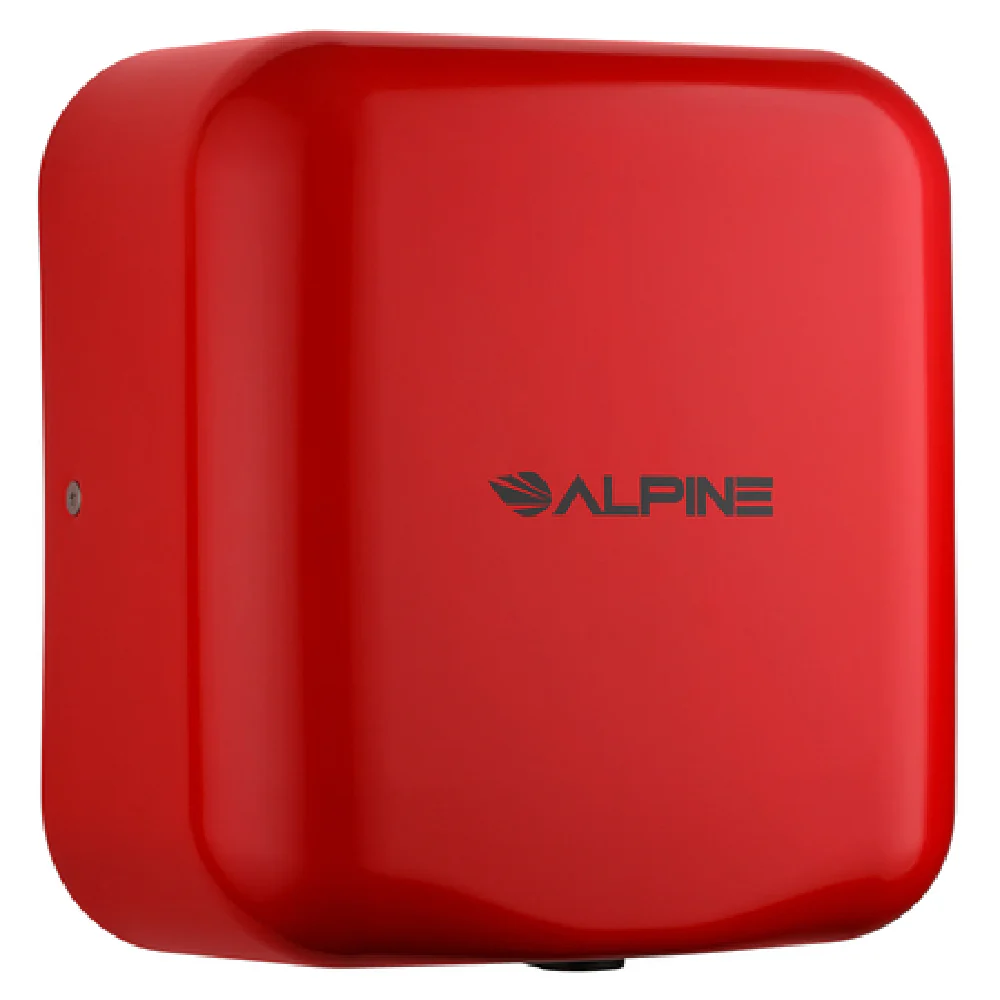 Alpine Industries ALP400-10-RED 11 Inch Hand Dryer Automatic Sensor Red Finish Stainless Steel with Blue Light Indicator