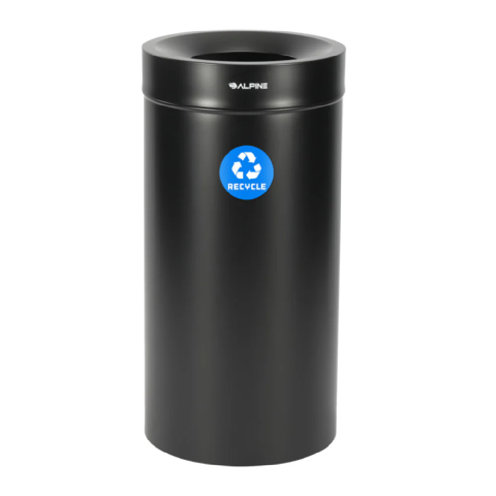 Alpine Industries ALP475-27-BLK-R 27 Gallon Recycling Can with Stainless Steel Black Finish