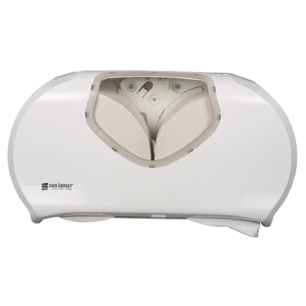 San Jamar R4070WHCL 20-1/4 Inch Twin Bath Tissue Dispenser with Sliding Panel