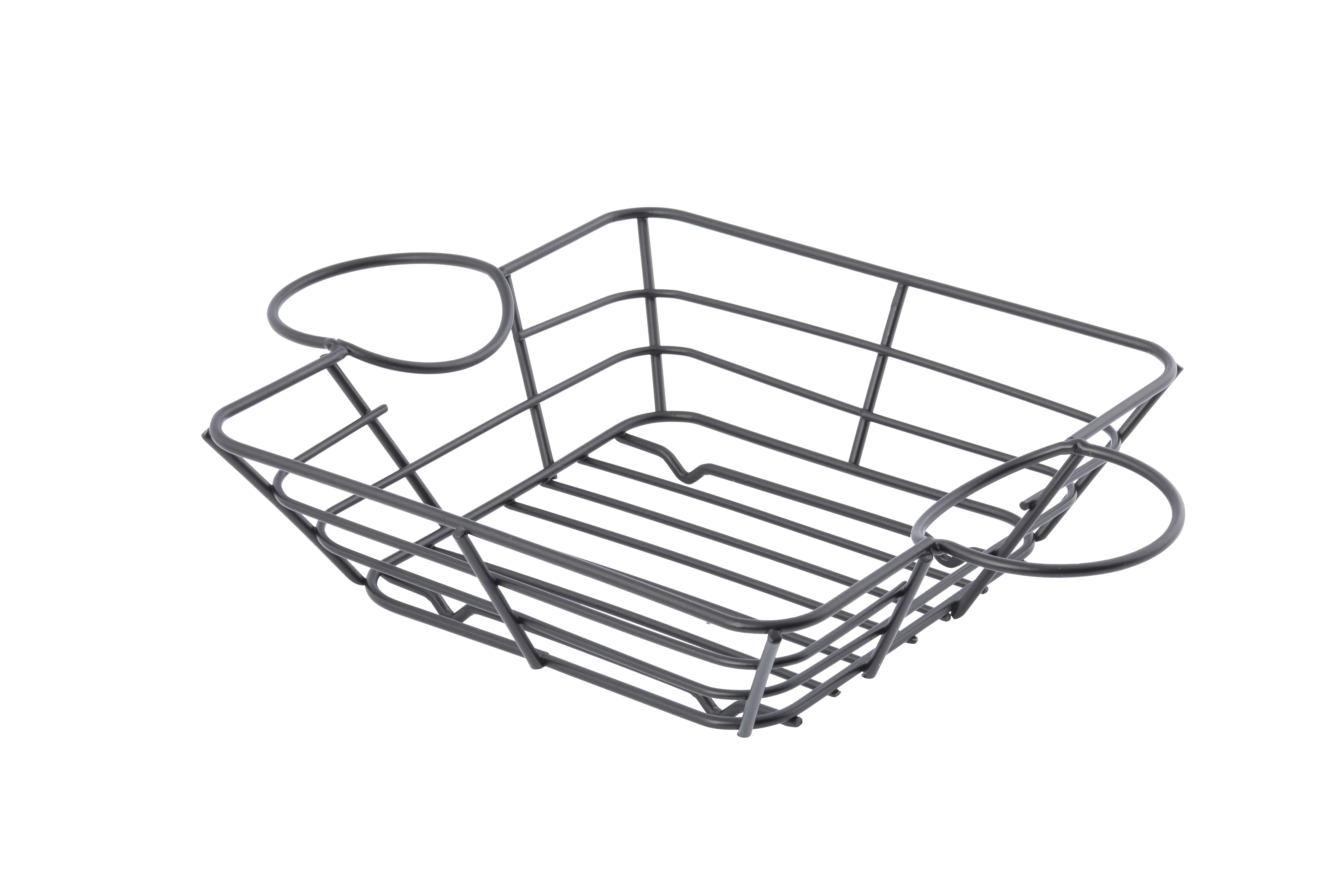 Tablecraft H711172BK 11-1/8 Inch Square Basket with Integrated Ramekin Holders Steel Black Powder-Coated Tablecraft H711172BK 11-1/8 Inch Square Basket with Integrated Ramekin Holders Steel Black Powder-Coated