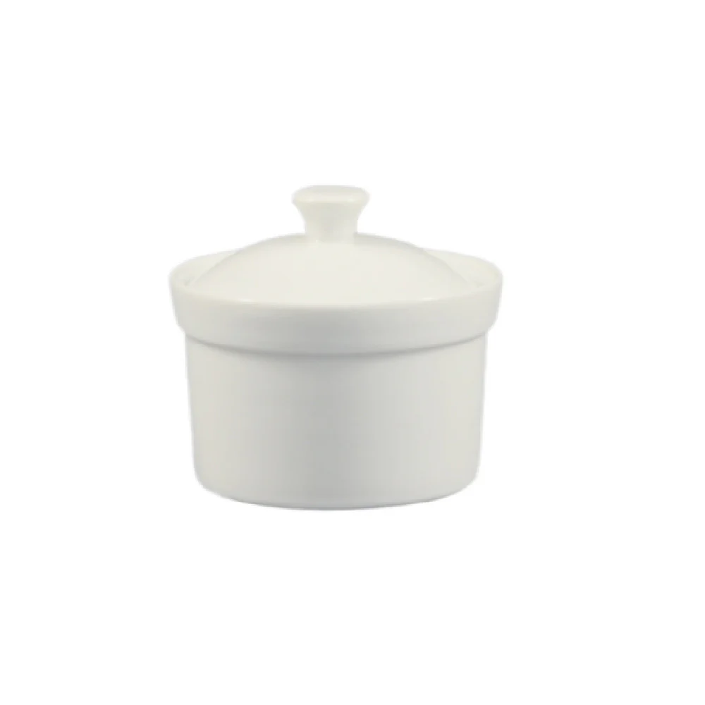 CAC China CAS-B8 7-1/2 Oz Round Bowl with Cover Porcelain Super White CAC China CAS-B8 7-1/2 Oz Round Bowl with Cover Porcelain Super White