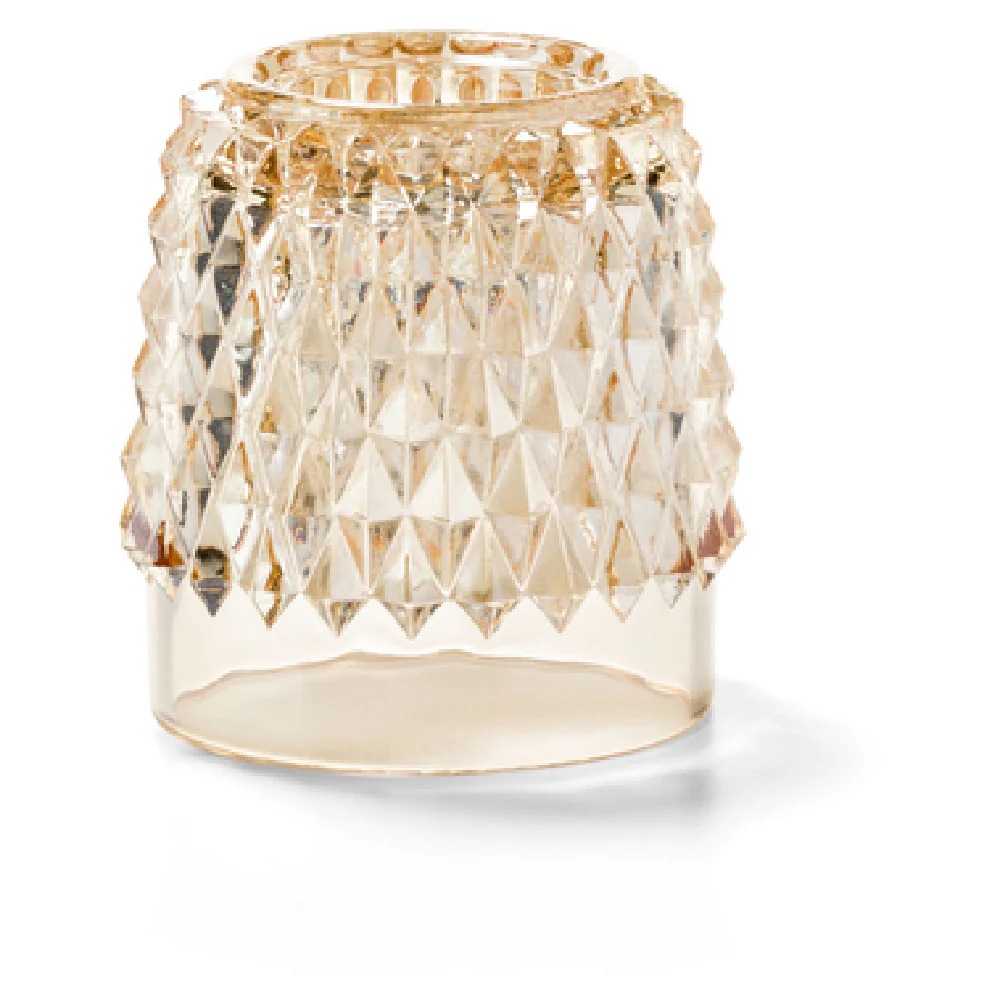 Hollowick 33G 3-3/8 Inch Fitter Globe Glass Gold Diamond Candle Lamp