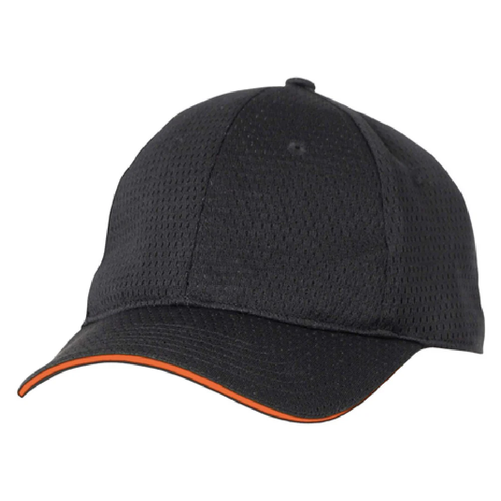 Chef Works BCCTORA0 Adjustable Baseball Cap Black with Orange Trim Polyester