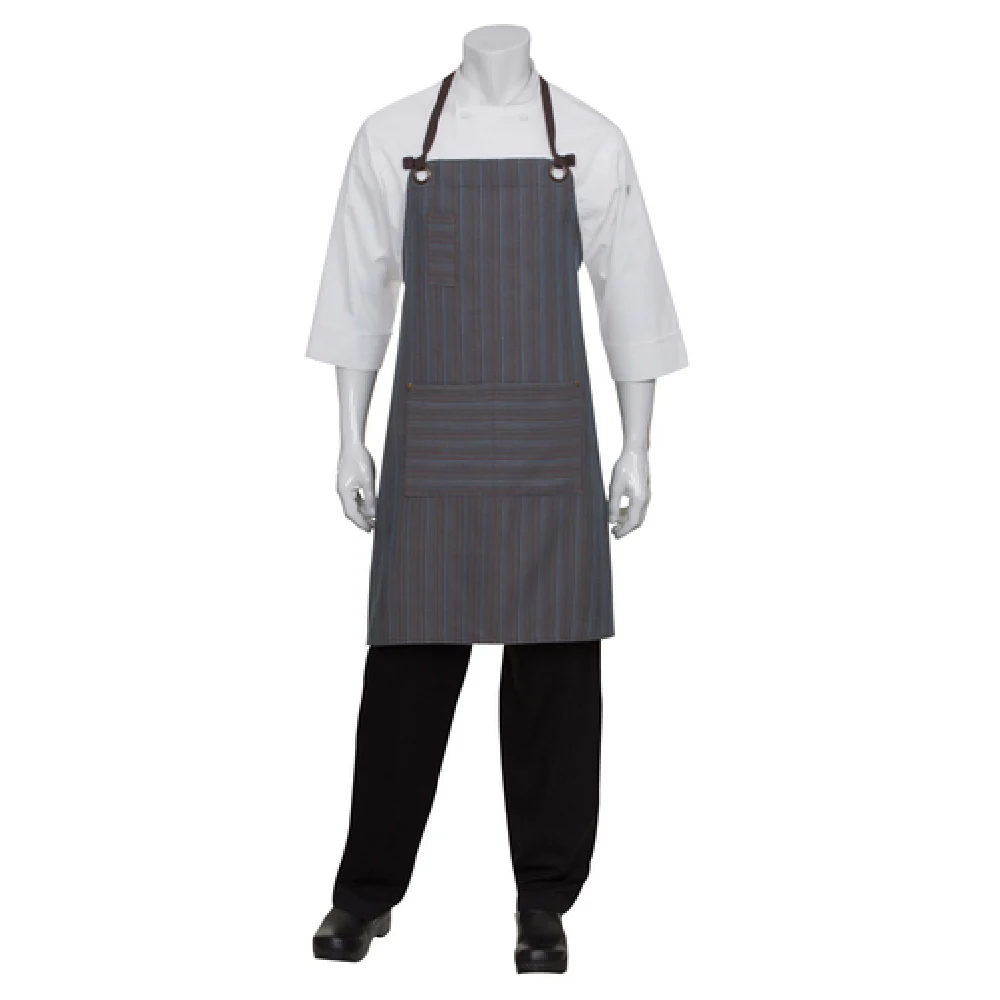Chef Works AB028BUC0 30 Inch Brooklyn Bib Apron with Contrast Ties and Pockets