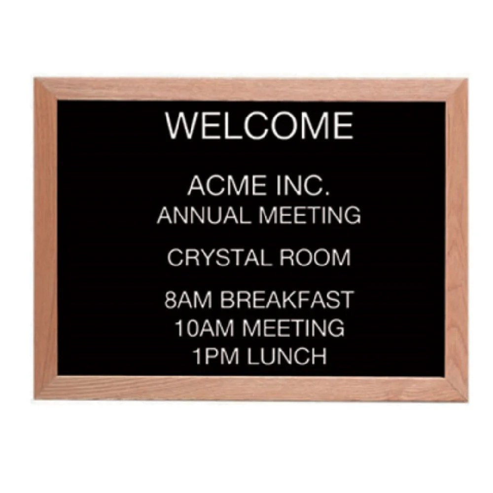 Aarco AOFD1824L 24 Inch Message Center Board Open Face Oak Frame Black Felt