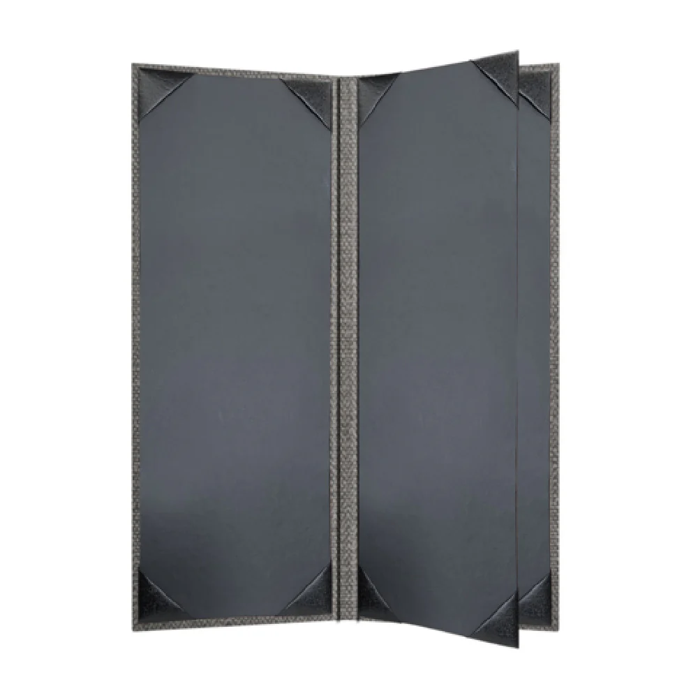 Risch MILAN-4V 4.25X11 Simulated Woven Vinyl Menu Cover Booklet Black Risch MILAN-4V 4.25X11 Simulated Woven Vinyl Menu Cover Booklet Black