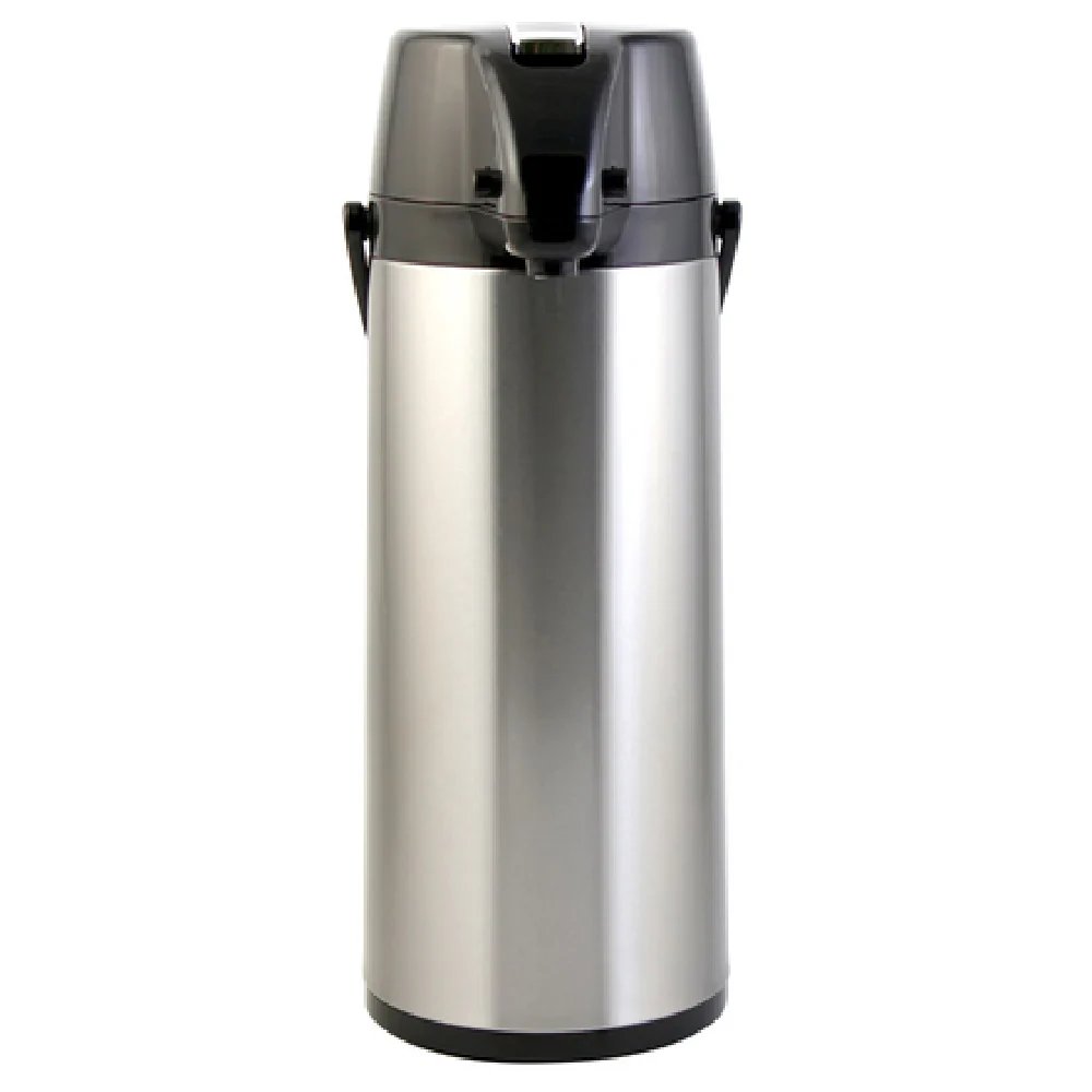 CAC China APGL-25LT 2.5 Liter Lever Airpot Glass Lined Stainless Steel Black Lid