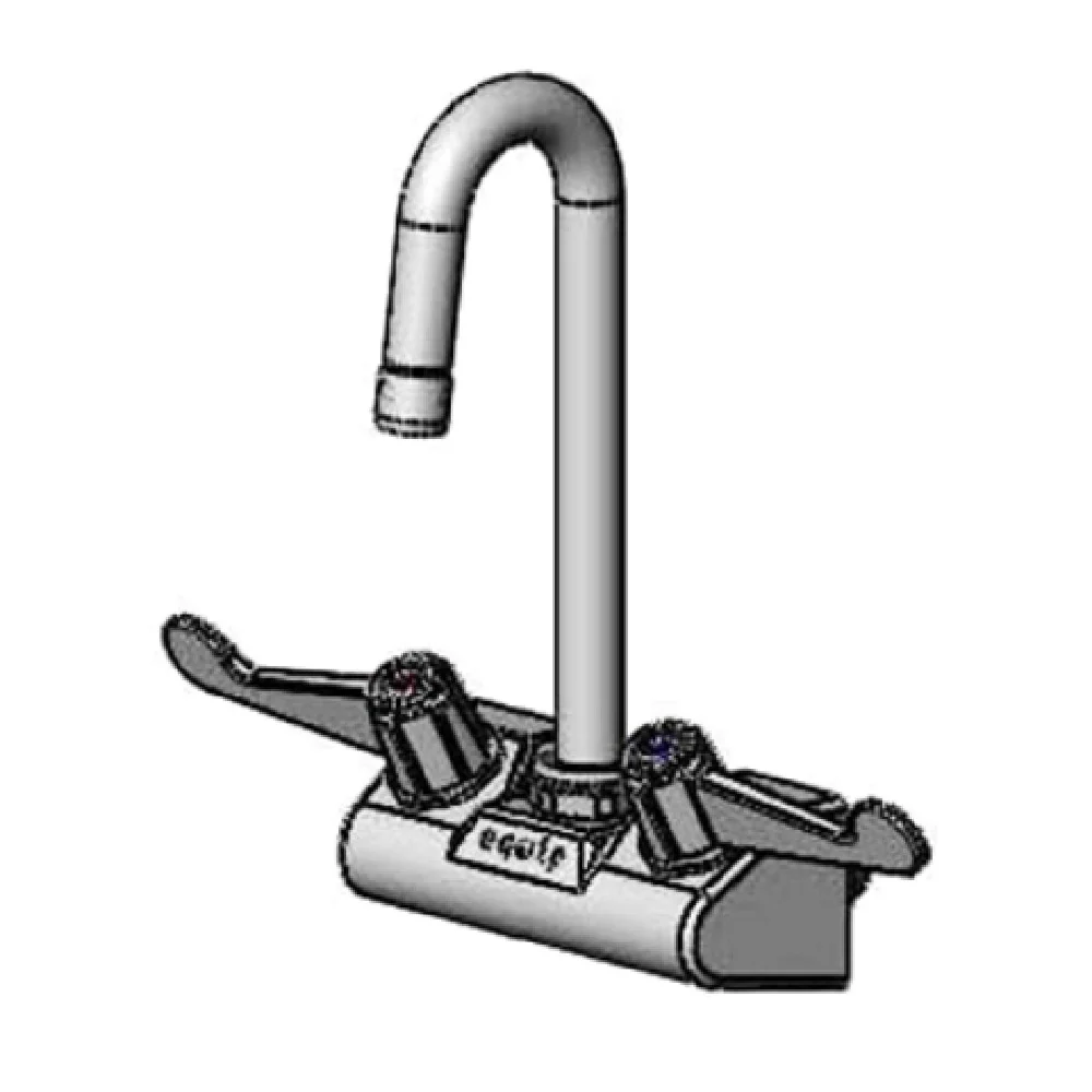 T&S Brass 5F-4WWX03 4 Inch Equip Faucet Gooseneck Wall Mount with Wrist Handles T&S Brass 5F-4WWX03 4 Inch Equip Faucet Gooseneck Wall Mount with Wrist Handles