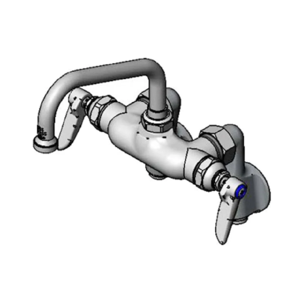 T&S Brass B-0242 6 Inch Double Pantry Faucet Wall Mounted Stainless Steel with Integral Stops
