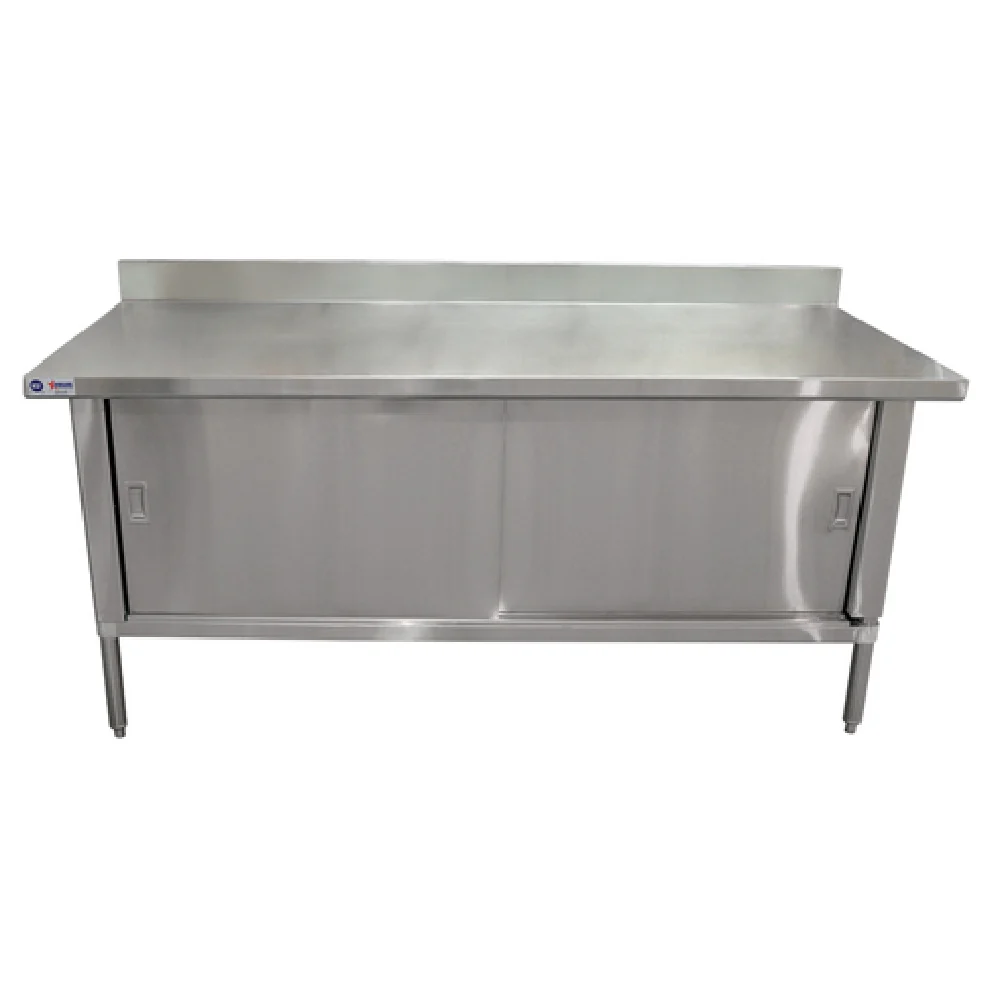 Omcan 24408 72 Inch Work Table Cabinet Base with Sliding Doors Stainless Steel