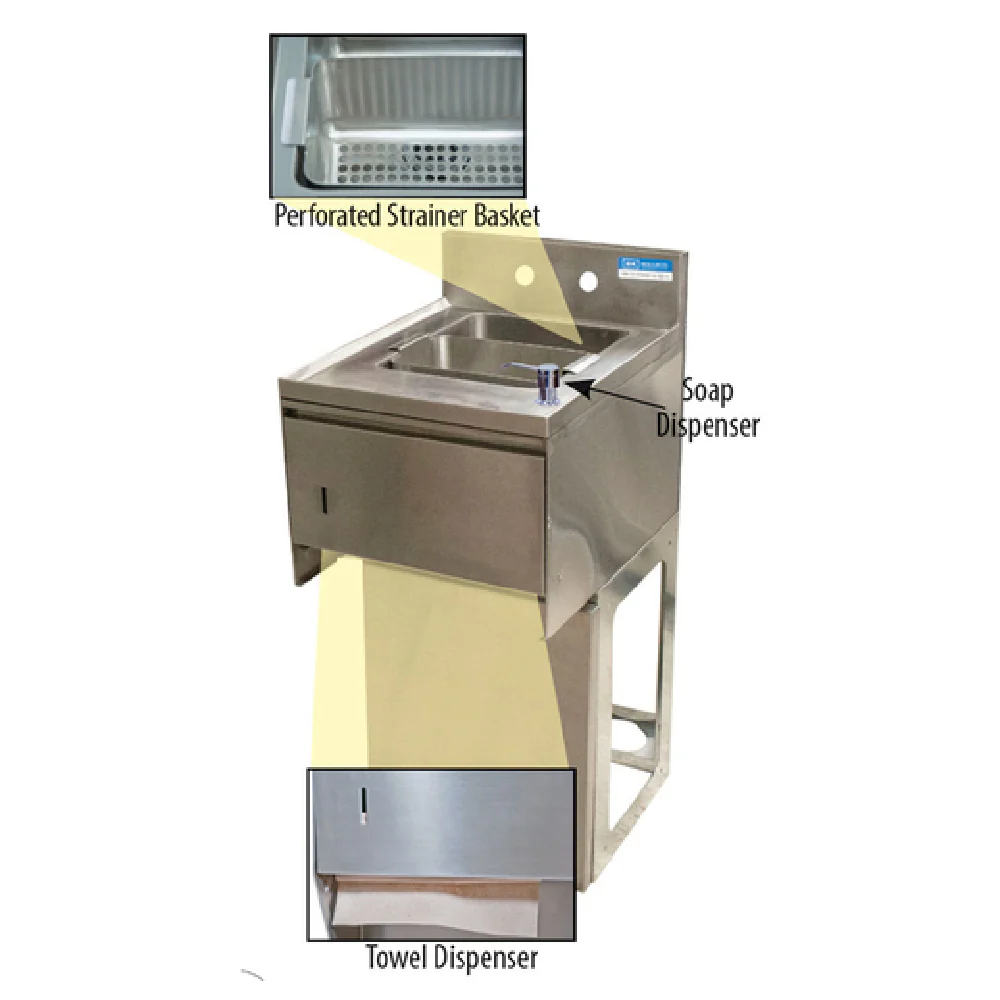 BK Resources UBB-18-1012HST-12-PG 12-1/2 Inch Underbar Sink with Accessories 304 Stainless Steel BK Resources UBB-18-1012HST-12-PG 12-1/2 Inch Underbar Sink with Accessories 304 Stainless Steel