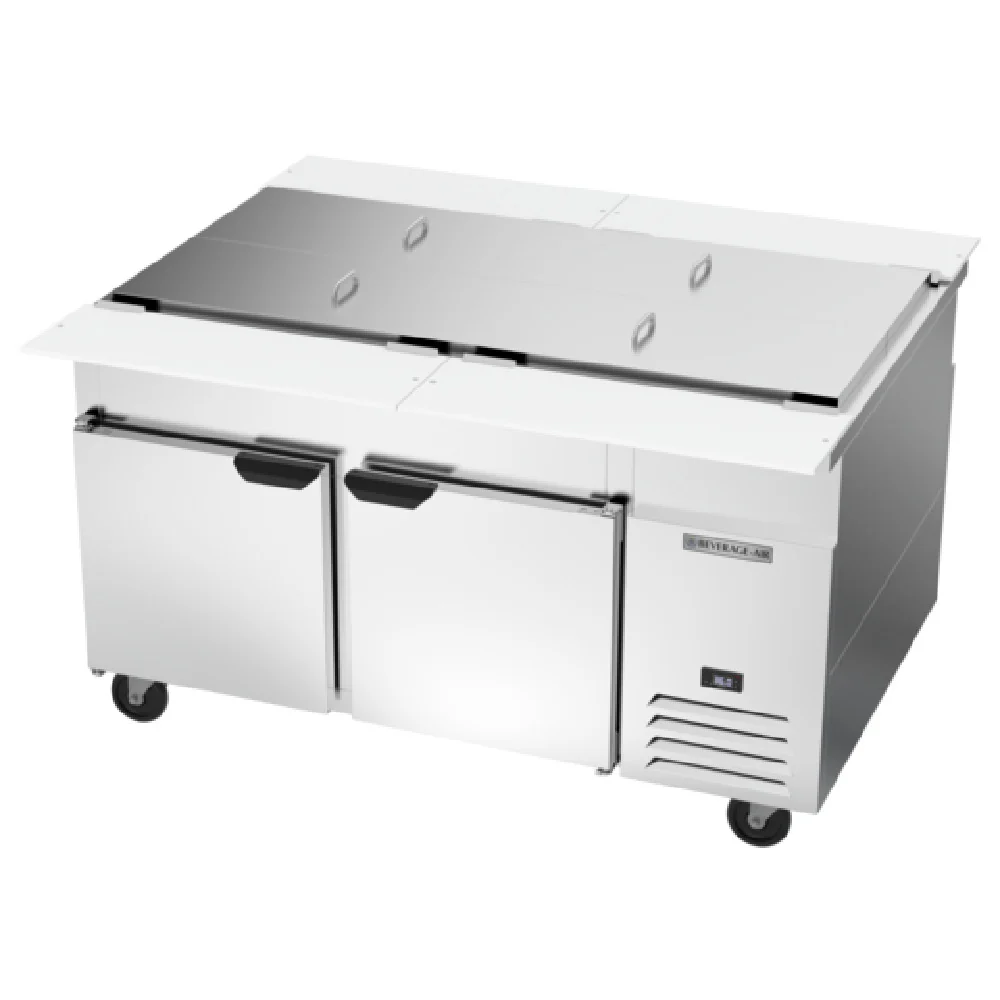 Beverage Air SPE60HC-32M-PT 60 Inch Mega Top Refrigerated Counter 17 cu ft 2 Section Stainless Steel