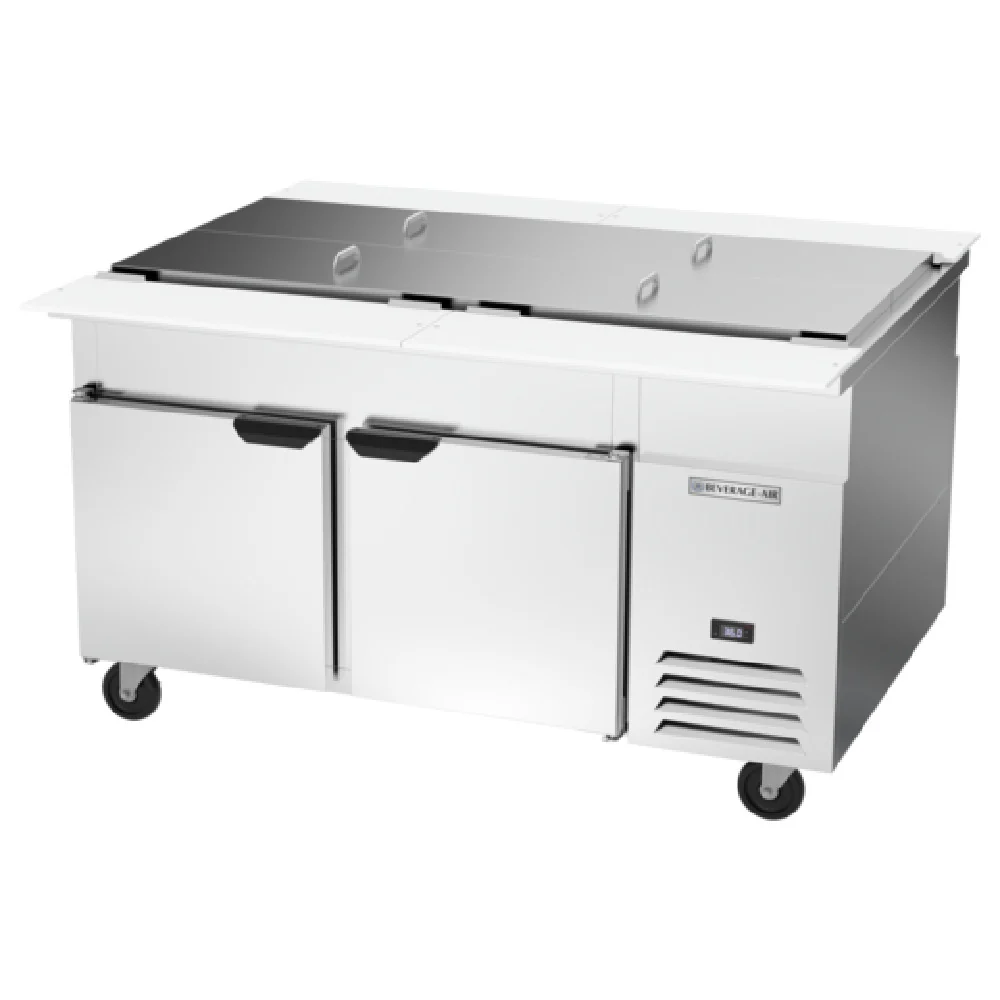 Beverage Air SPE60HC-32M-PT 60 Inch Mega Top Refrigerated Counter 17 cu ft 2 Section Stainless Steel Beverage Air SPE60HC-32M-PT 60 Inch Mega Top Refrigerated Counter 17 cu ft 2 Section Stainless Steel