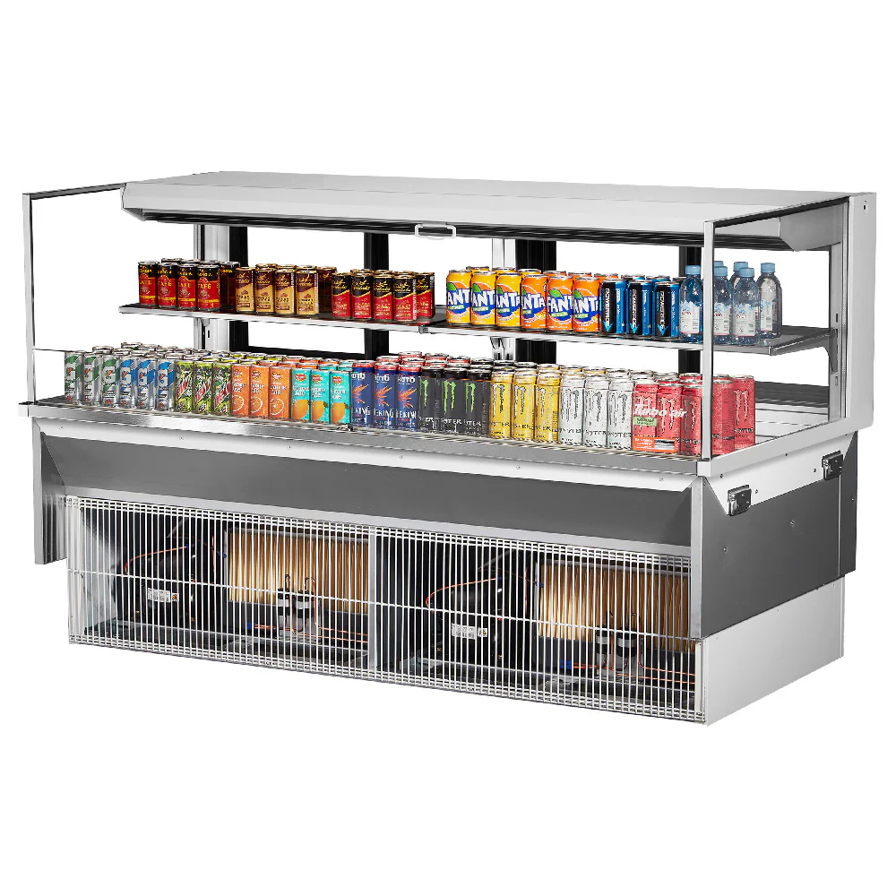 Turbo Air TOM-72L-UFD-B-2SI-N 72 Inch Low Profile Display Case 15.8 cu ft with Night Cover