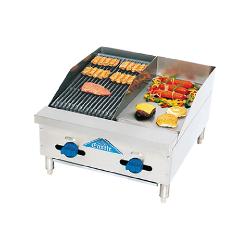 Comstock-Castle FHP24-12-1LB 24 Inch Gas Char-Broiler and Griddle Stainless Steel 58000 BTU Comstock-Castle FHP24-12-1LB 24 Inch Gas Char-Broiler and Griddle Stainless Steel 58000 BTU