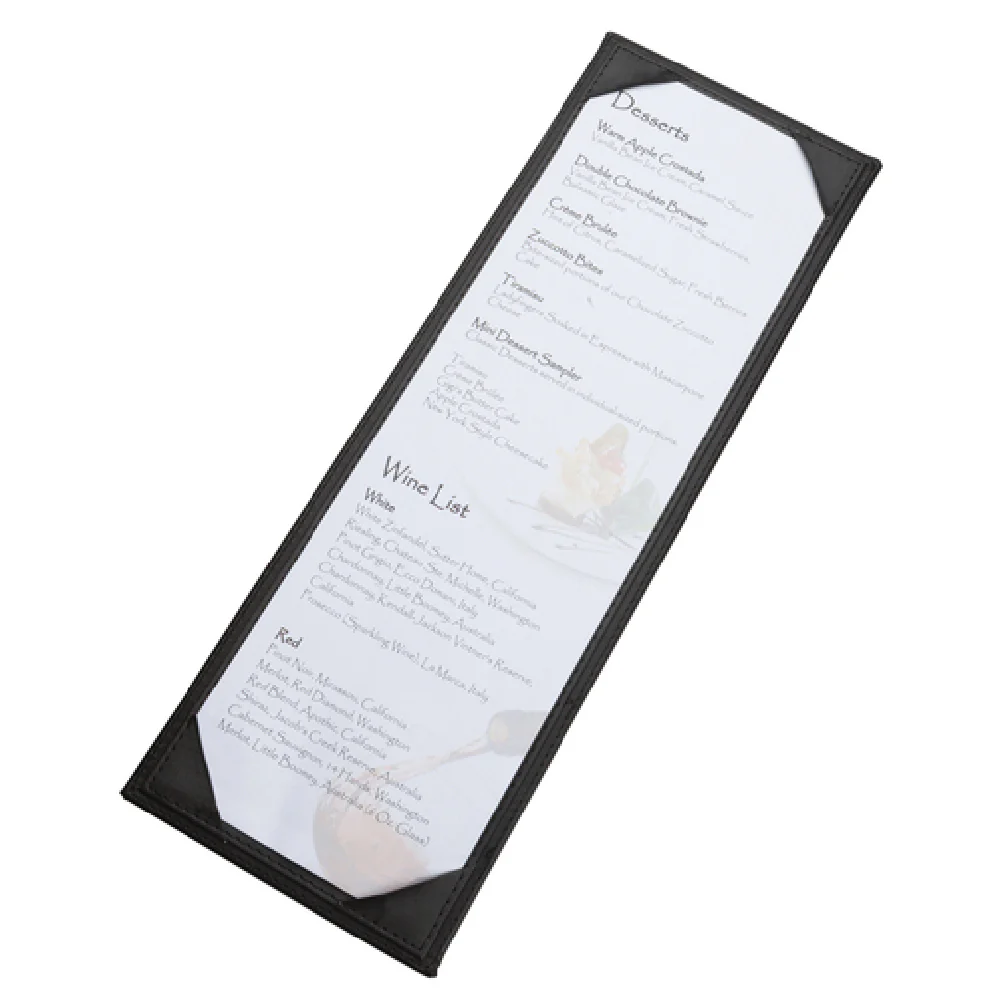 Winco LMS-414BK 4-1/2 Inch Width Menu Cover Single Bar Leather-like Black