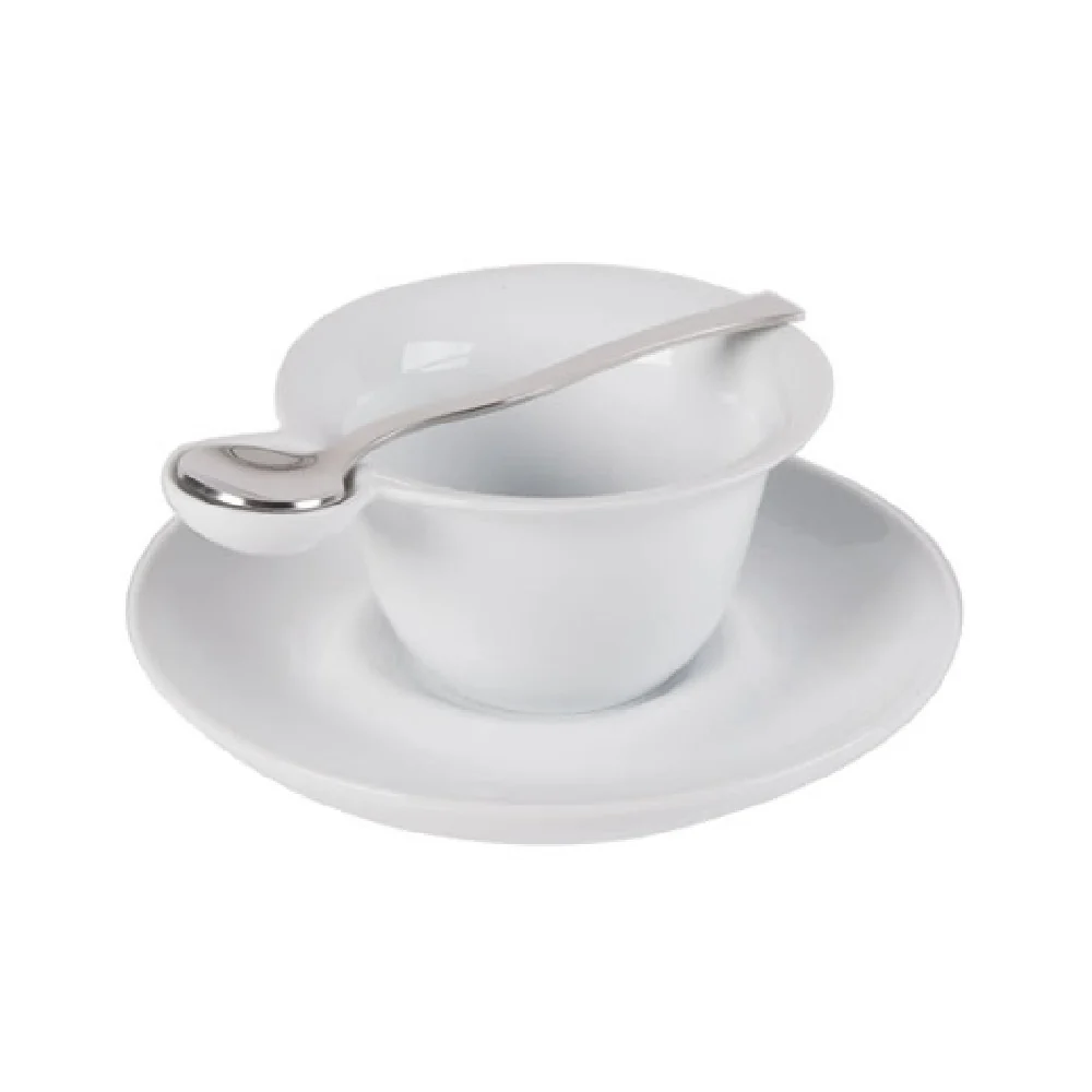 CAC China PTC-5-S 7 Oz Cup and Saucer Set with Metal Spoon Porcelain CAC China PTC-5-S 7 Oz Cup and Saucer Set with Metal Spoon Porcelain