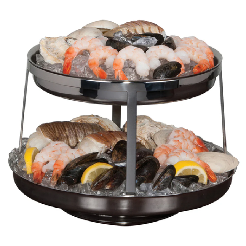 Steelite 5850JX01 12 Inch 2 Tier Seafood Stand with Durable Stainless Steel