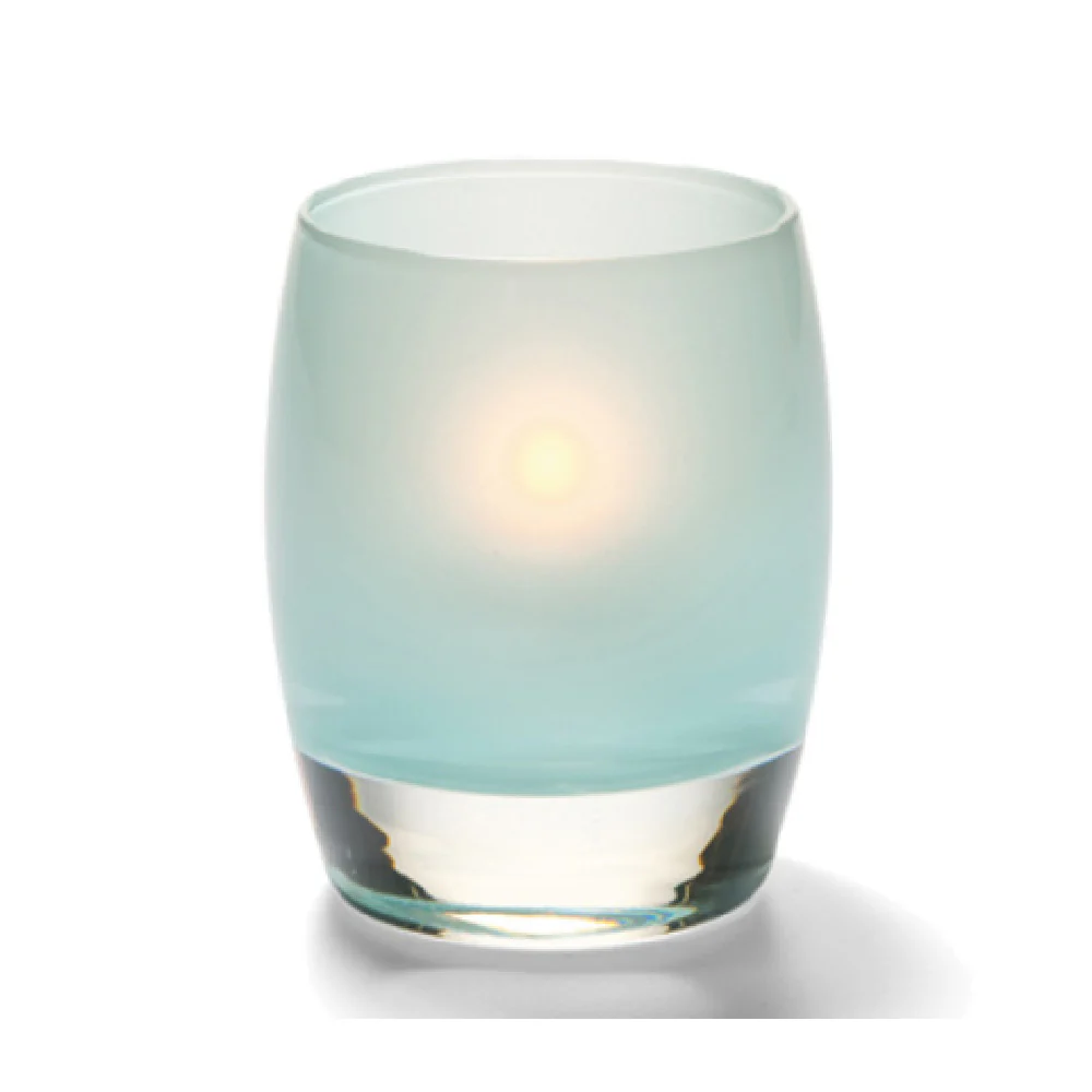 Hollowick 6404SSG 3 Inch Diameter Glass Votive with Satin Seafoam Finish