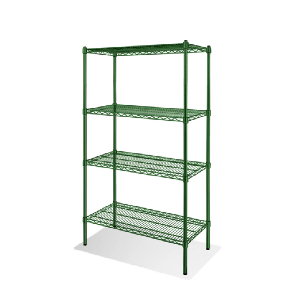 Steel Works Stainless SW1430G-4 30 Inch 4-Tier Wire Shelving Unit Green Epoxy Coated