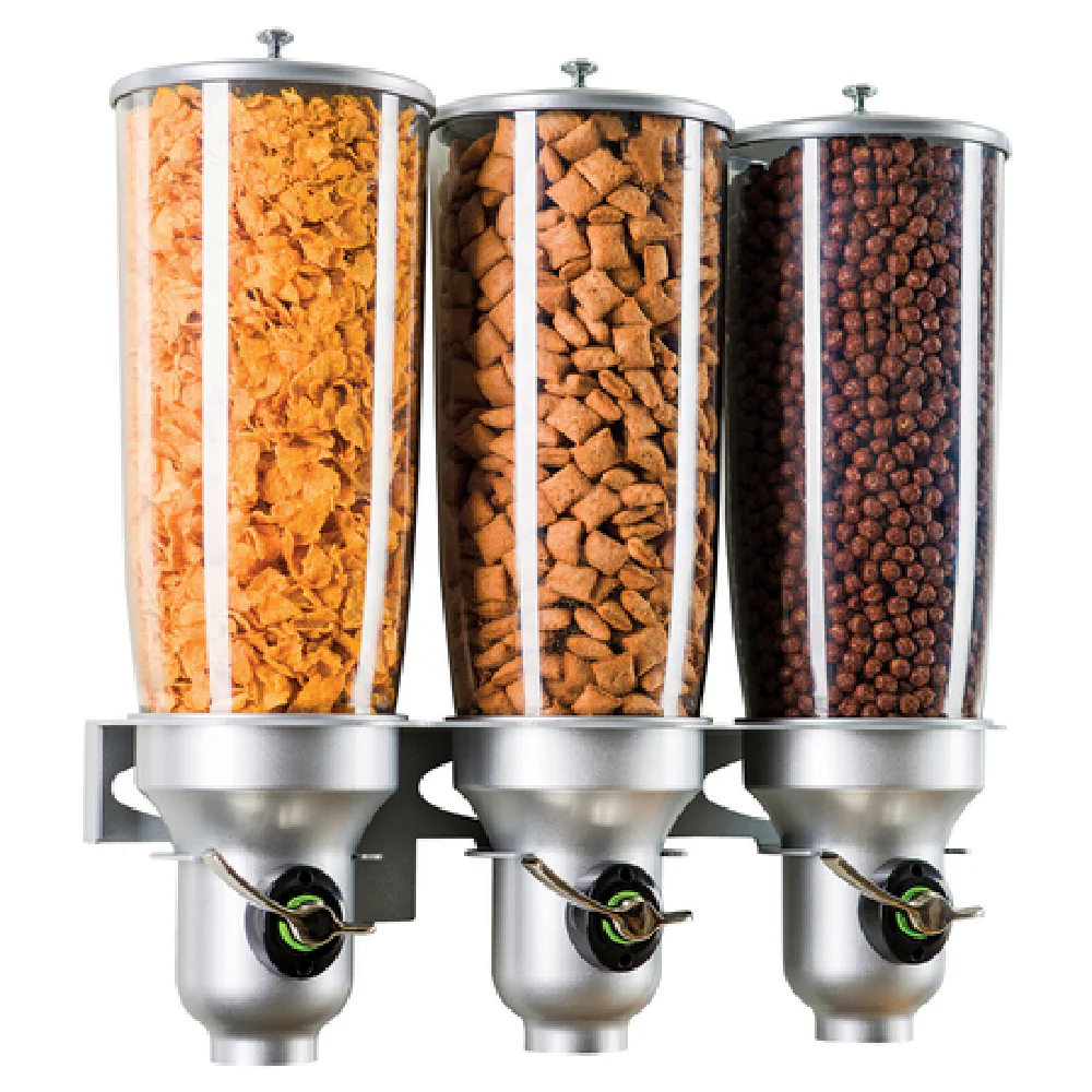 Cal Mil 3518-3-39FF 18 Inch Wall Mount Dry Product Dispenser Free Flow Platinum
