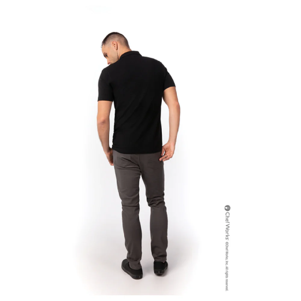 Chef Works TSMEBLK3XL 3XL Men's Definity Shirt Short Sleeves V-neck Polo Black Chef Works TSMEBLK3XL 3XL Men's Definity Shirt Short Sleeves V-neck Polo Black