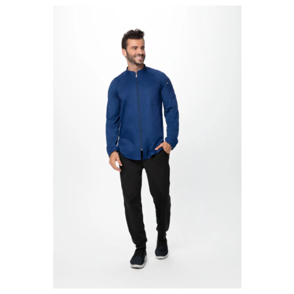 Chef Works CBZ02-OCB-S 37 Inch Nepal Chef Coat Raglan Long Sleeve with Thermometer Pockets Ocean Blue