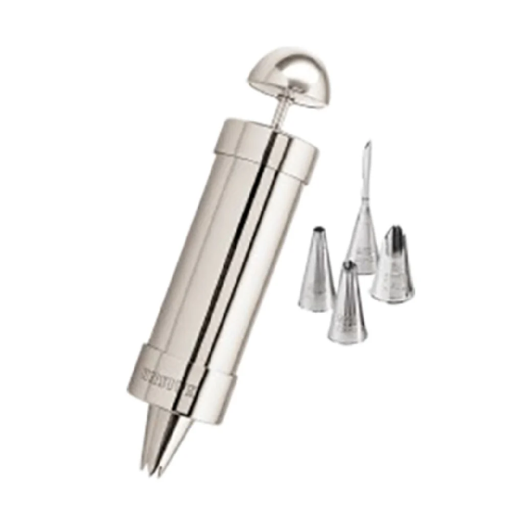 BauscherHepp 23.0066.6174 11-13/16 Inch Syringe Garnish Cream Set Stainless Steel 6 Piece Set