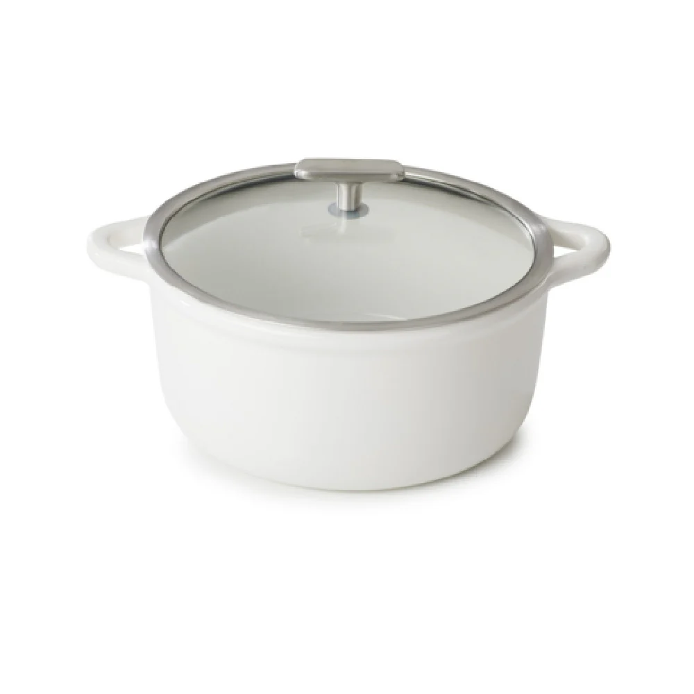 Revol 660151 135 Oz. Round Cocotte with Glass Lid Porcelain Alabaster White