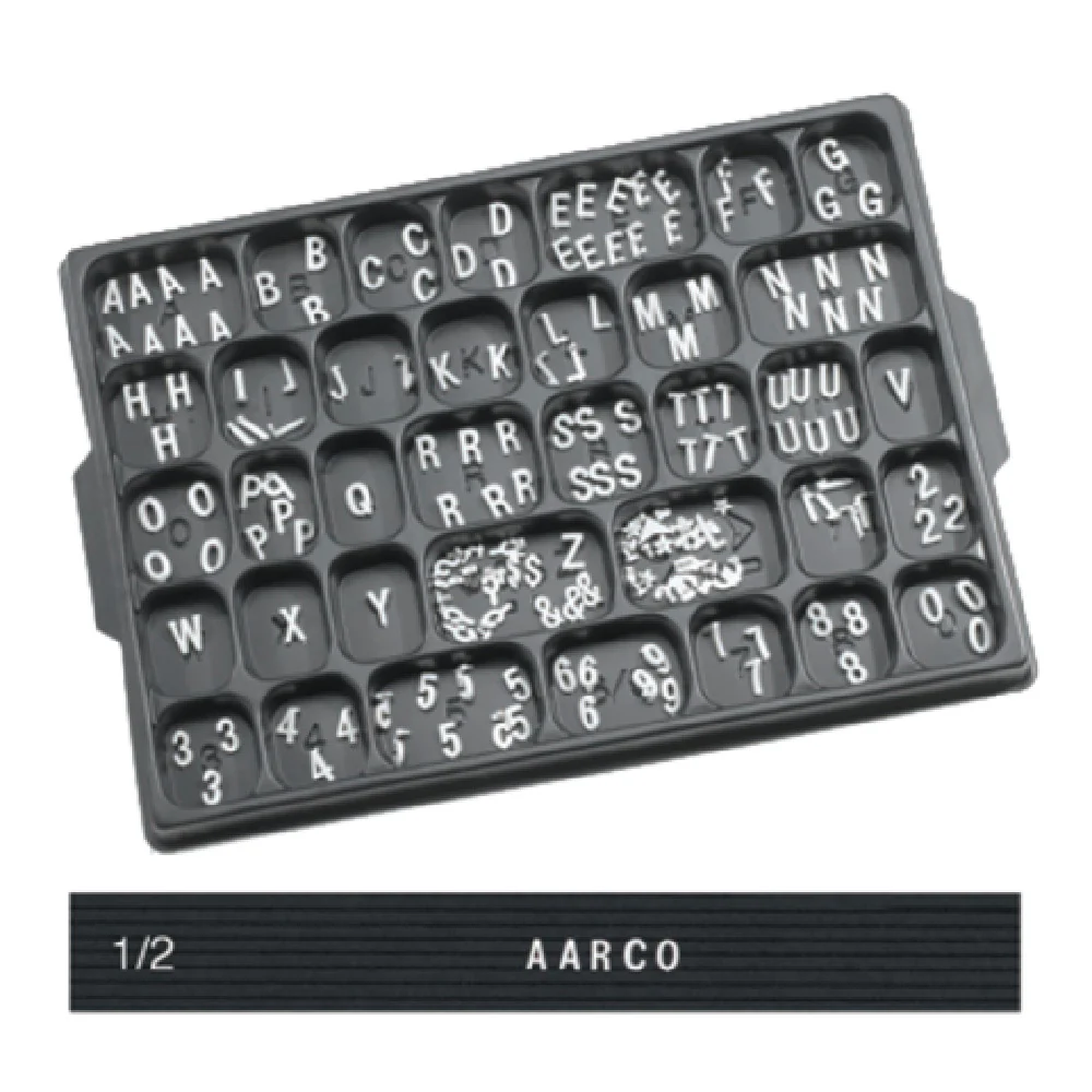 Aarco HF.50 Letter Set 1/2 Inch Helvetica Typeface Injection Molded White