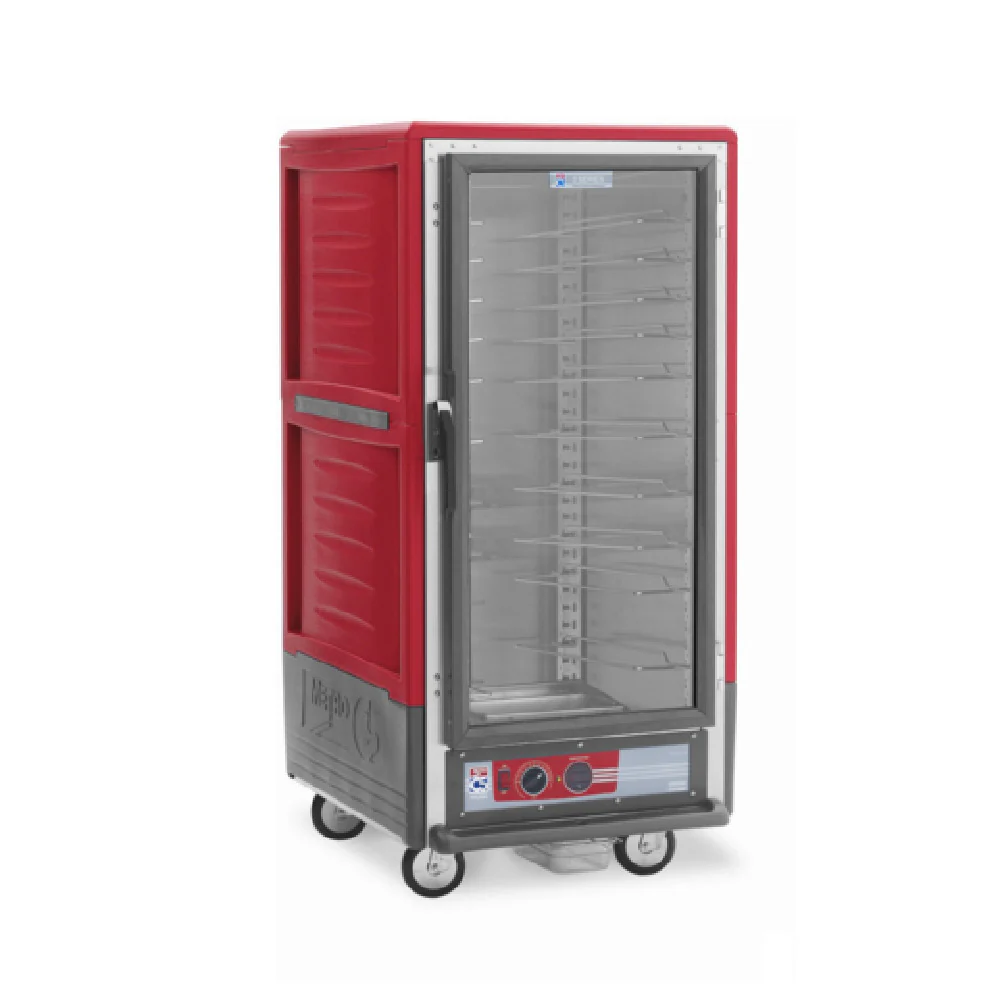 Metro C537-HFC-U 27 Inch Heated Cabinet Mobile Insulated Clear Polycarbonate Door with Red Insulation Armour