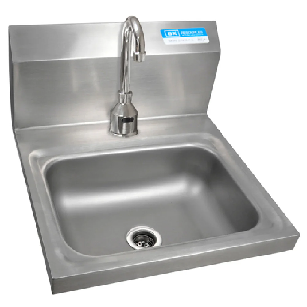 BK Resources BKHS-D-1410-1-P-G 14 Inch Hand Sink Wall Mount with Sensor Faucet Stainless Steel