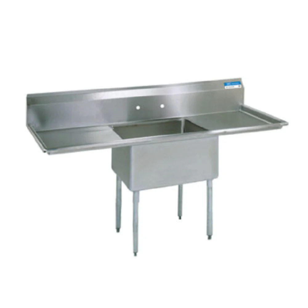 BK Resources BKS-1-1620-12-18T 52 Inch Sink One Compartment with Drainboards Stainless Steel