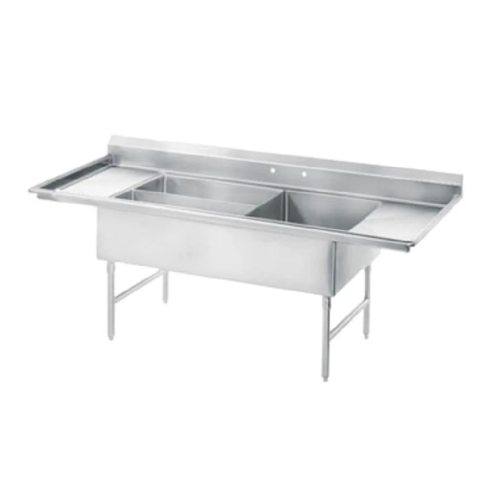 Advance Tabco 18-K5-56 91 Inch Stainless Steel Meat & Platter Sink with Drainboards
